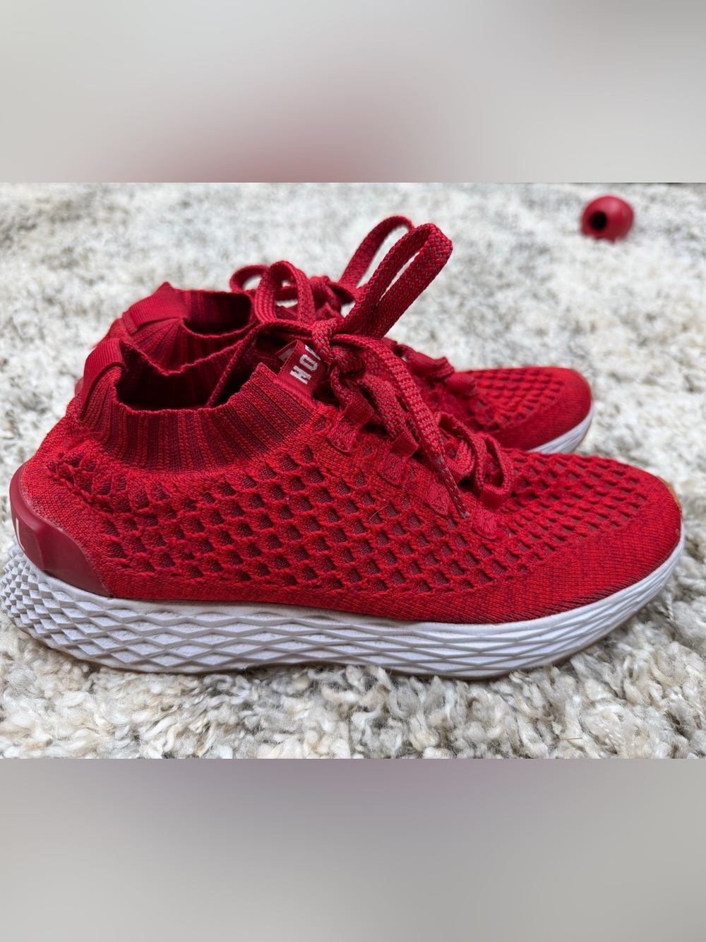 NOBULL Red Knit Athletic Trainers - Women size 9 / Men 7.5